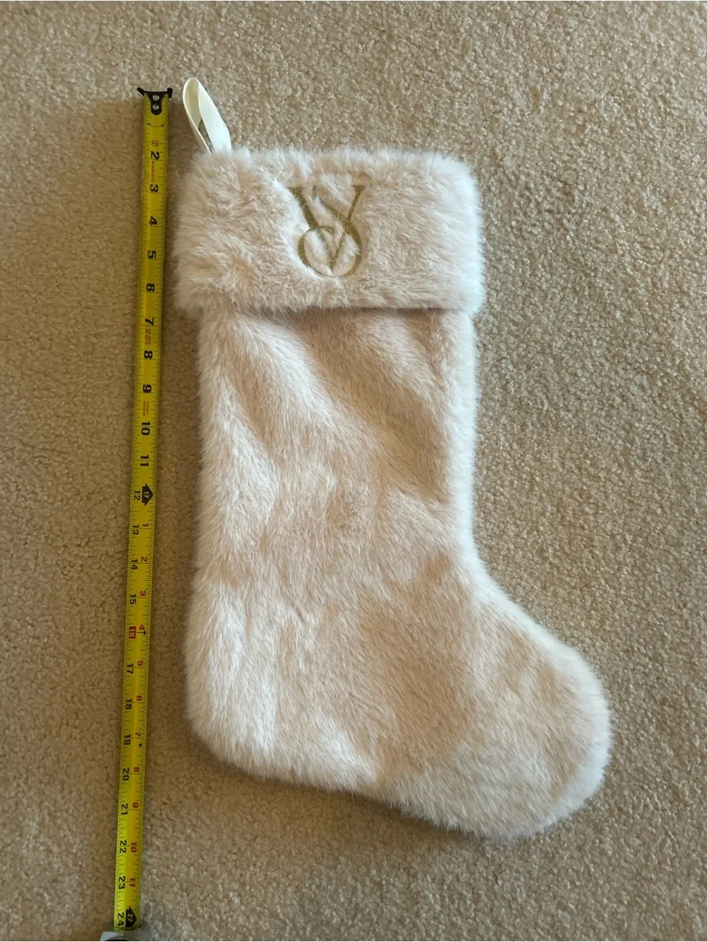 Limited Edition Victoria’s Secret Ivory Faux Fur Christmas Stocking NWOT